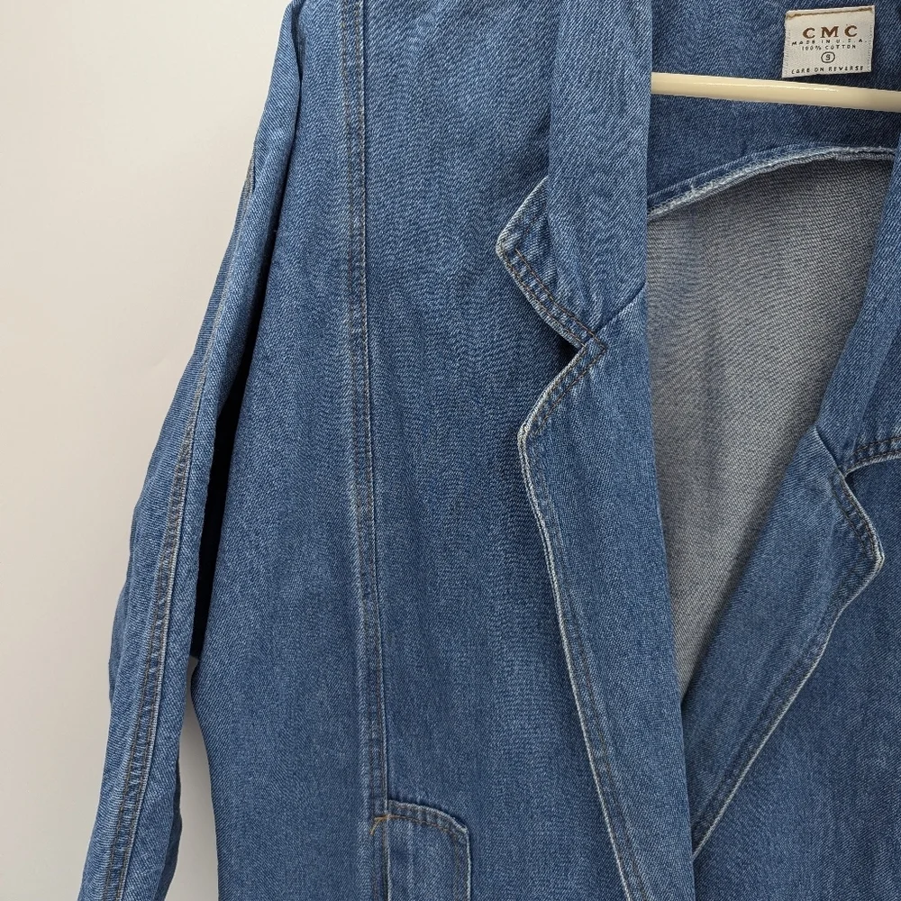 Vintage CMC Women's Denim Blazer Jacket Oversized Coat Small Retro Made In US